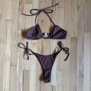 Zulu & Zephyr Brown Striped Bikini Set